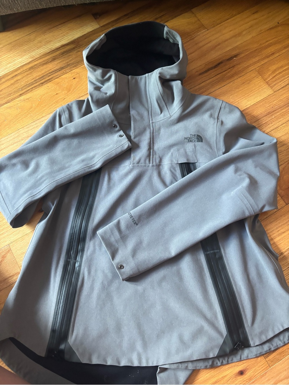 The North Face Light Gray Hooded Waterproof Shell Jacket- Gortex